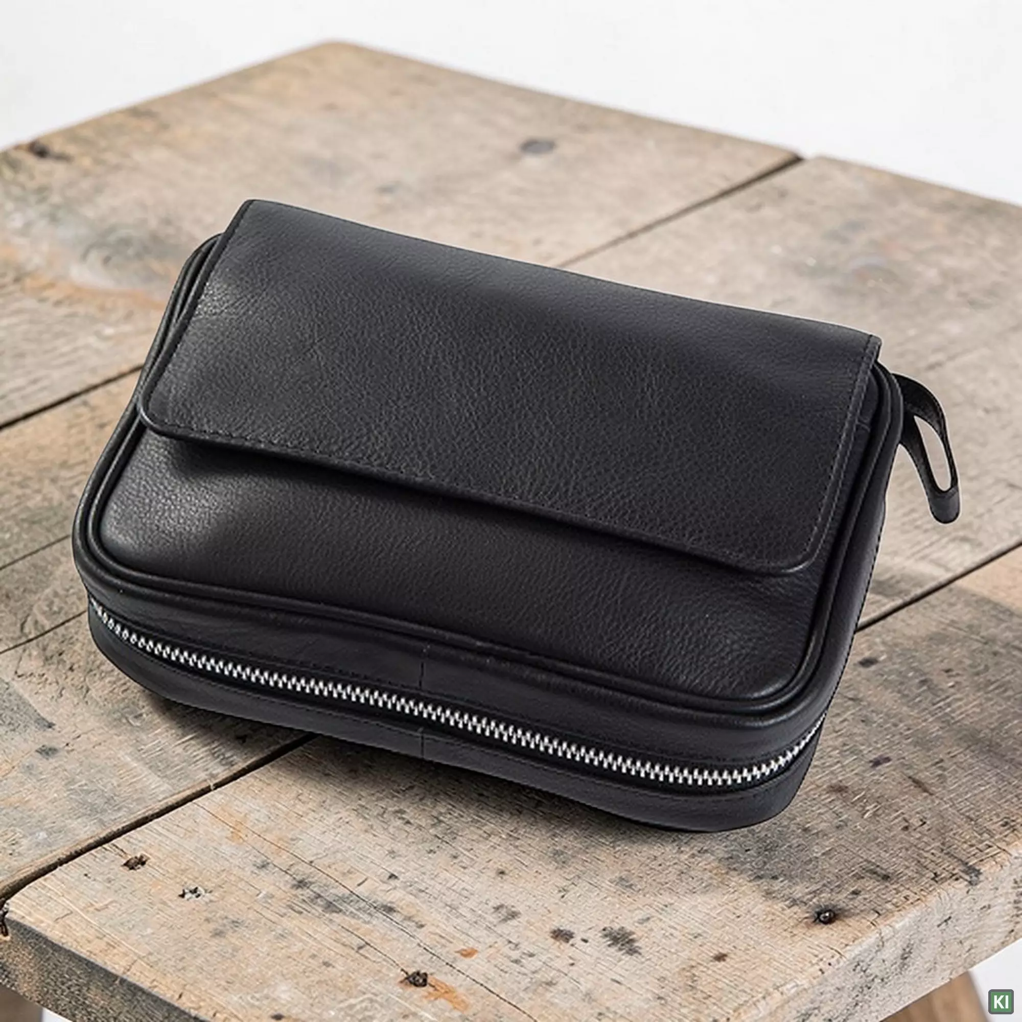 Pfeifentasche aus Leder schwarz