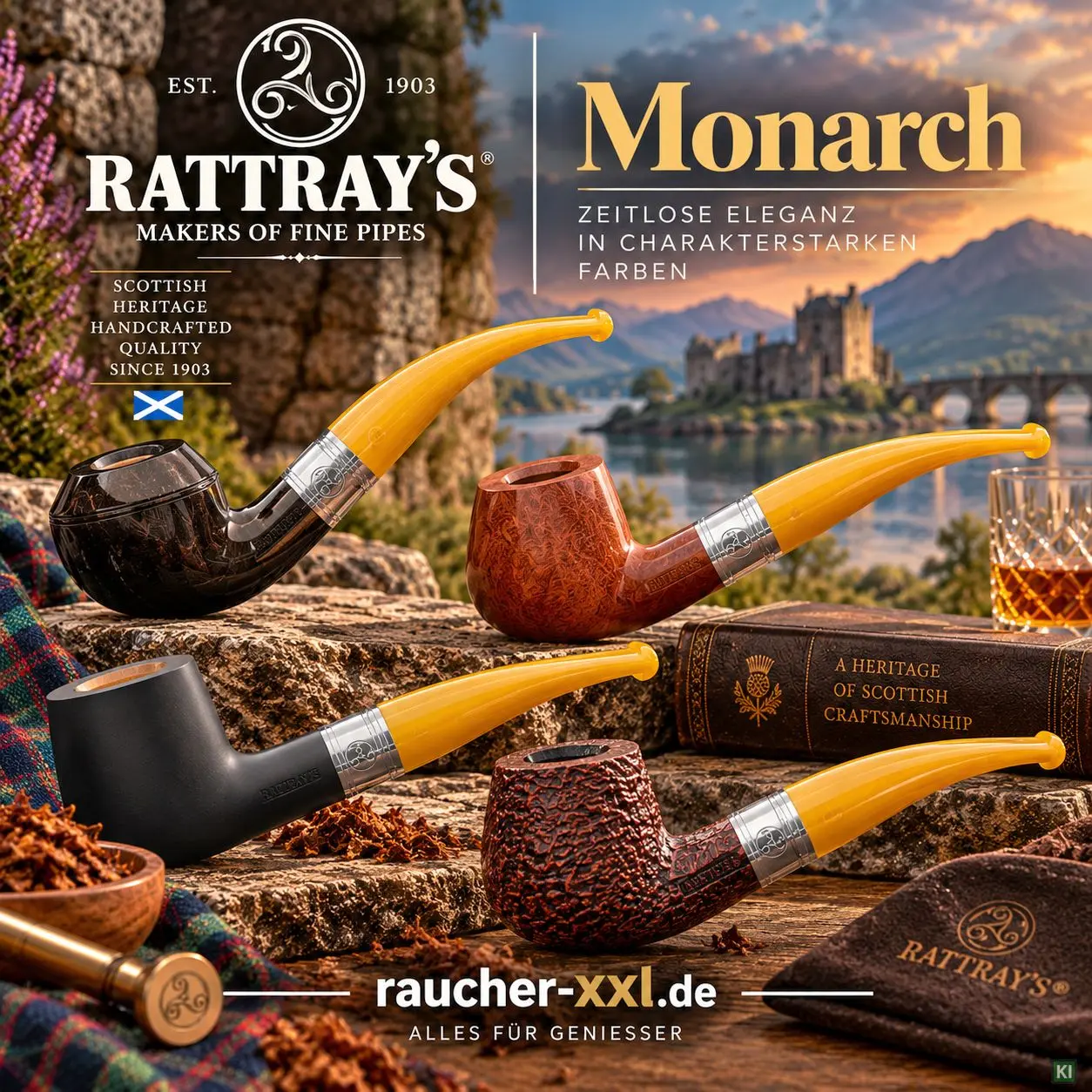 Rattray’s Monarch Pfeifen mit gelbem Mundstück