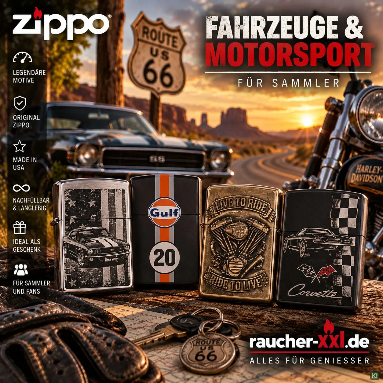Zippo Fahrzeuge, Autos, Motorräder, LKWs & Trucks und Motorsport & Racing