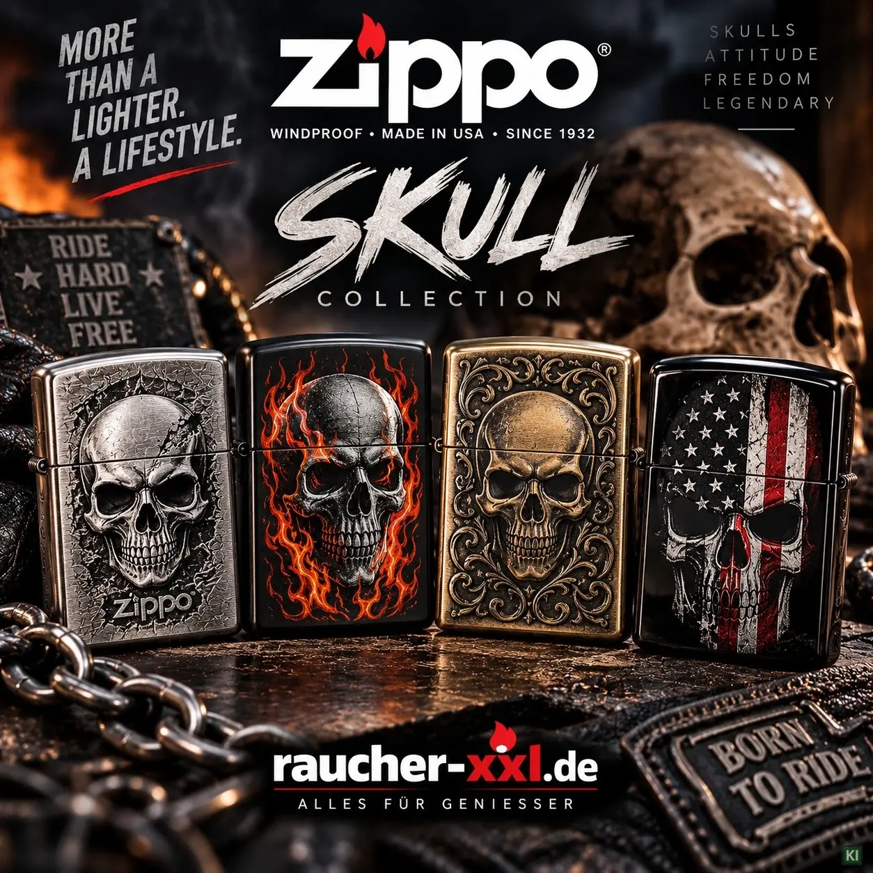 Zippo Skull Feuerzeuge im Totenkopf-Design