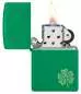 Vorschaubild: Zippo Lucky Clover Grass Green Lasergravur Feuerzeug offen