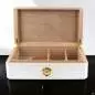 Vorschaubild: Humidor weiss Pianolack mit Leder braun Szene offen