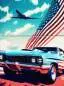 Vorschaubild: Zippo 60007632 US Muscle-Car Sky Blue Matte mit blauem Classic Car, amerikanischer Flagge und Flugzeug Frontmotiv