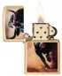 Vorschaubild: Zippo 60007820 Bull Stierlauf Brushed Brass Color Image offen mit Flamme