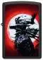 Vorschaubild: Zippo 60007821 Warrior 2 Black Matte mit Samurai-Krieger im Mondlicht Frontansicht