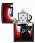 Vorschaubild: Zippo 60007821 Warrior 2 Black Matte mit Samurai-Krieger im Mondlicht offen mit Flamme