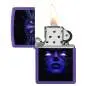Vorschaubild: Zippo 60007916 Cyborg Woman Purple Matte Black Light offen mit Flamme