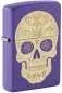 Vorschaubild: Zippo 60007931 Sugar Skull Purple Matte mit goldfarbenem Zuckerschädel, Blumen und Ranken