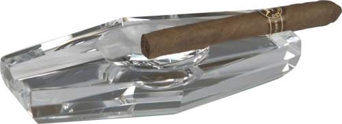 Zigarrenascher Kristallglas Rautenform mit 2 Ablagen