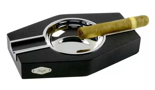 Angelo Zigarrenascher Massivholz schwarz 2 Ablagen 20x13x3cm