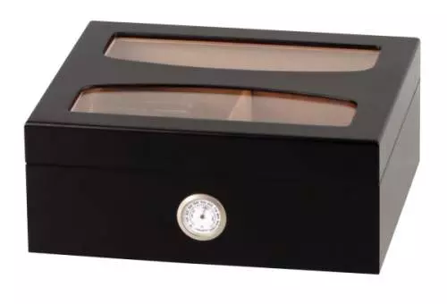 Produktbild: Humidor schwarz m. Glasdeckel geteilt