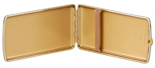 Produktbild: Zigarettenetui vom Hofe Metall Leder schwarz mit Nickelrand 120mm-9er