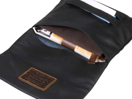 Produktbild: Kavatza Classic Leder schwarz Tabaktasche Drehertasche Tabakbeutel