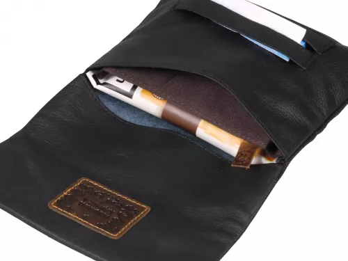 Produktbild: Kavatza Ziegenleder schwarz Tabaktasche Drehertasche Tabakbeutel