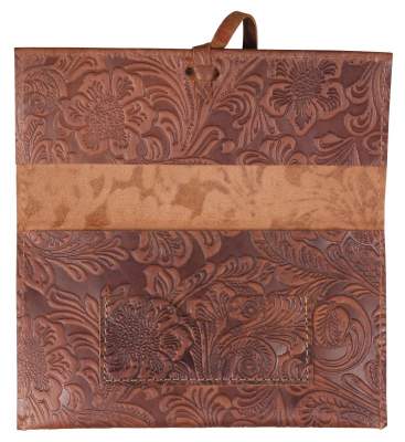 Produktbild: Tabaktasche Leder braun Blumenmotiv