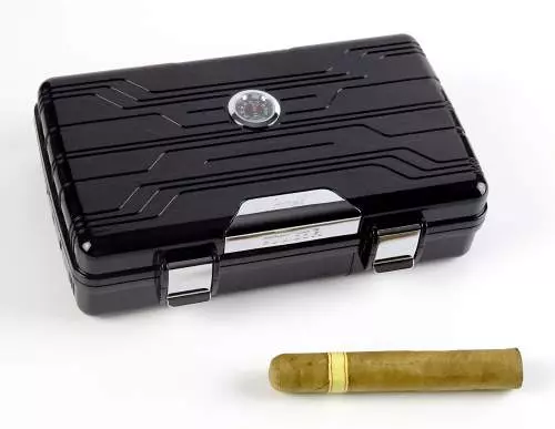 Angelo Reisehumidor Cigar Case schwarz für 10 Zigarren