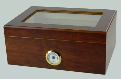 Produktbild: Angelo Humidor Nussbaumholz-Optik mit Sichtfenster