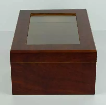 Produktbild: Angelo Humidor Nussbaumholz-Optik mit Sichtfenster Seite