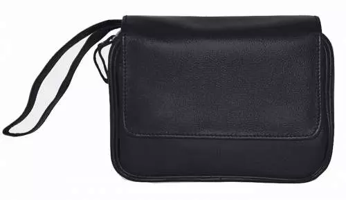 Produktbild: Angelo Pfeifentasche Leder schwarz 3 Pfeifen vorne