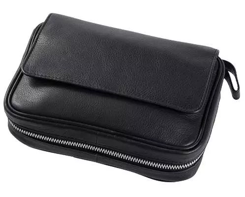 Produktbild: Angelo Pfeifentasche Leder schwarz 4 Pfeifen