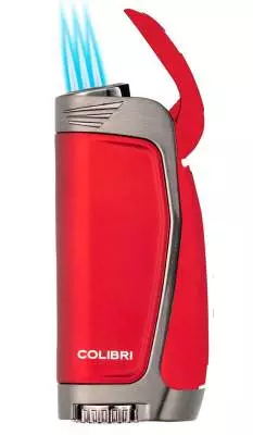 Produktbild: Colibri E3 rot gunmetal mit 3-fach Jet-Flamme offen