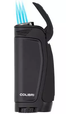 Produktbild: Colibri E3 schwarz mit 3-fach Jet-Flamme offen