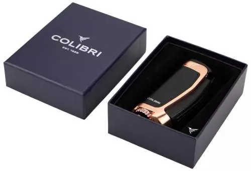 Produktbild: Colibri E3 schwarz rosegold mit 3-fach Jet-Flamme