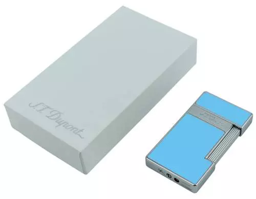 Produktbild: .T. Dupont Slimmy Feuerzeug hellblau chrom Verpackung