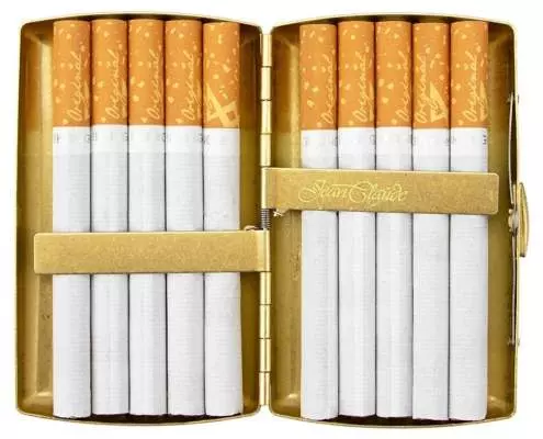 Produktbild: Zigarettenetui Jean Claude Messing gold antik 10er befüllt
