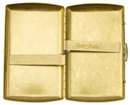 Produktbild: Zigarettenetui Jean Claude Messing gold antik 10er offen