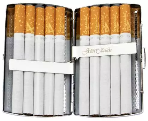 Produktbild: Zigarettenetui Jean Claude Metall Wellendesign 10er befüllt
