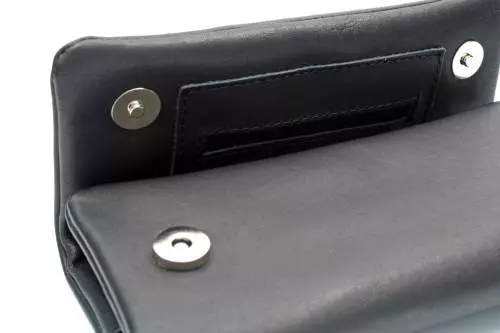 Produktbild: Mestango Kalbsleder schwarz Tabaktasche Drehertasche Druckknöpfe