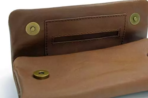 Produktbild: Mestango Kalbsleder dunkelbraun Tabaktasche Drehertasche Druckknöpfe