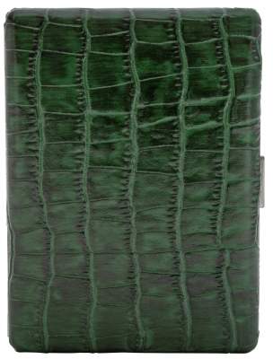Produktbild: Zigarettenetui Pearl Metall Leder grün Kroko 9er