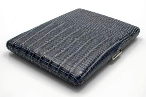 Produktbild: Zigarettenetui Pearl Metall Leder grau Eidechse 9er