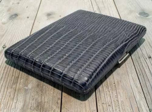 Produktbild: Zigarettenetui Pearl Metall Leder grau Eidechse 9er 04980-30