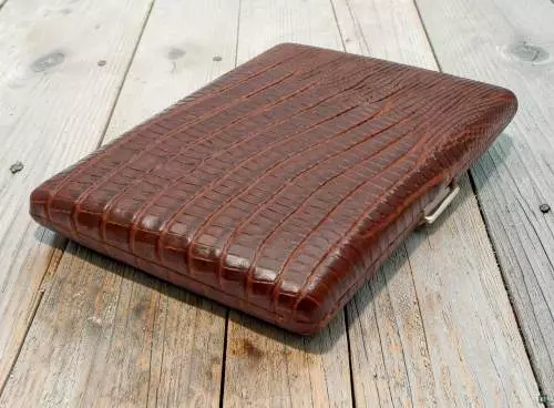 Produktbild: Zigarettenetui Pearl Metall Leder braun Eidechse 9er Szene