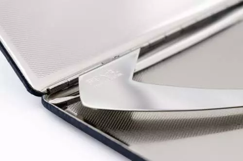 Produktbild: Zigarettenetui Pearl Metall Leder blau Kroko 9er Bügel