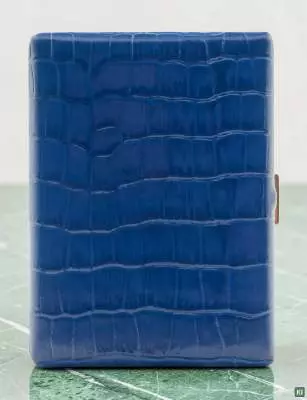 Produktbild: Zigarettenetui Pearl Metall Leder blau Kroko 9er stehend