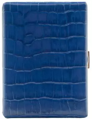 Produktbild: Zigarettenetui Pearl Metall Leder blau Kroko 9er