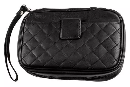 Produktbild: Angelo Pfeifentasche Schaf-Nappaleder schwarz 3 Pfeifen vorne