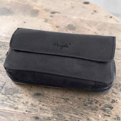 Produktbild: Angelo Pfeifentasche Ziegen-Veloursleder schwarz 2 Pfeifen Szene