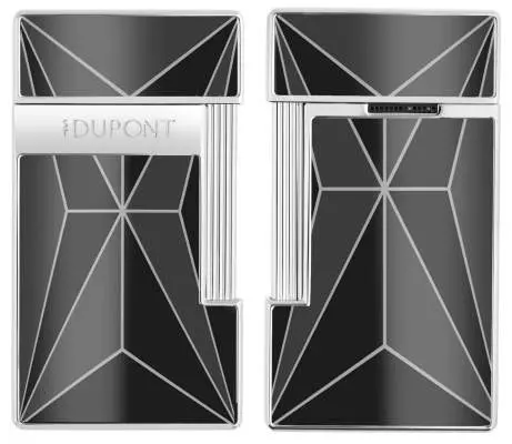 Produktbild: S.T. Dupont Slimmy Fire X Feuerzeug schwarz chrom vorne & hinten