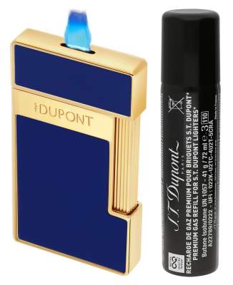 Produktbild: S.T. Dupont Slimmy Feuerzeug blau gold + Gas