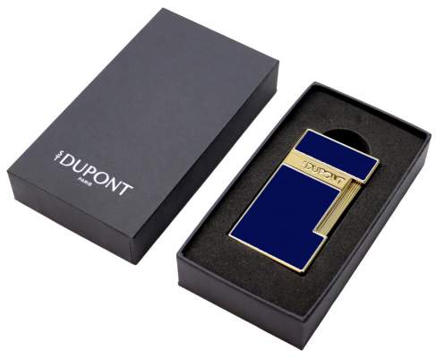 Produktbild: S.T. Dupont Slimmy Feuerzeug blau gold Verpackung