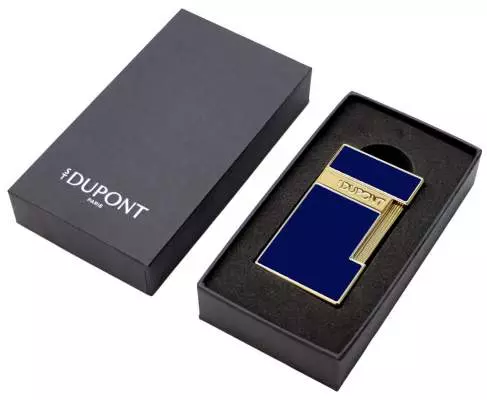 Produktbild: S.T. Dupont Slimmy Feuerzeug blau gold Verpackung