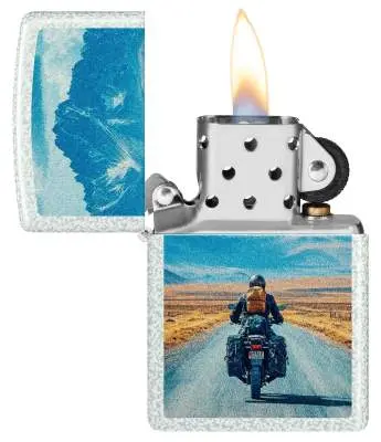Produktbild: Zippo 60007685 Motorcycle Glacier – Motorradreise und Freiheit offen mit Flamme