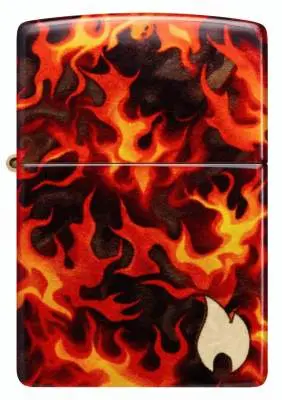 Produktbild: Zippo 60007852 Flaming Zippo Inferno 540° Fusion Tumbled Brass Frontansicht