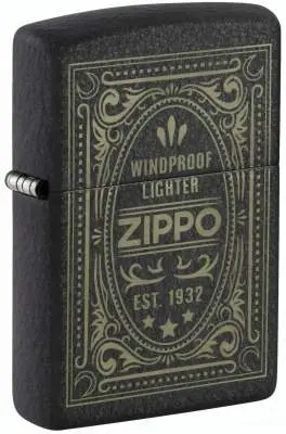 Produktbild: Zippo 60007935 Antique Label Black Crackle mit gelasertem Vintage-Etikett und Zippo Logo