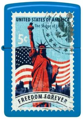 Produktbild: Zippo Americana Stamp Sky Blue Feuerzeug vorne